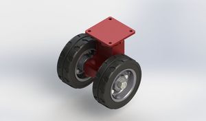 12 inch solid rubber double wheel caster set