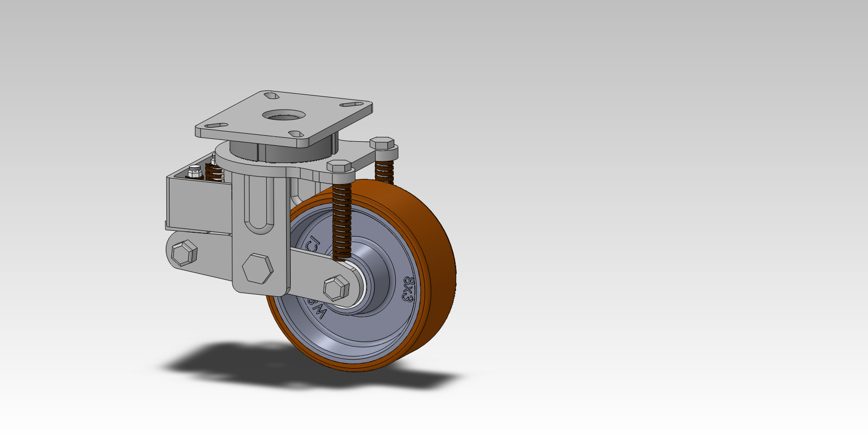 8x3in 1800kgs Shock Absorber Caster