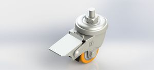 3035B-11-PAL 35x28mm Threaded Stem Aluminum Core PU Swivel Brake Caster