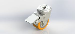 3050B-50-PAL 50x28mm Top Hole Aluminum Core PU Swivel Brake Caster