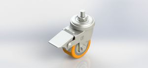 3050B-11-PAL 50x28mm Threaded Stem Aluminum Core PU Swivel Brake Caster