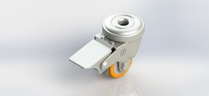 3035B-50-PAL 25x28mm Top Hole Aluminum Core PU Swivel Brake Caster