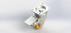 40x28mm Flat Base Aluminum Core PU Swivel Brake Caster