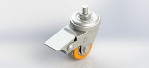 3040B-11-PAL 40x28mm Threaded Stem Aluminum Core PU Swivel Brake Caster