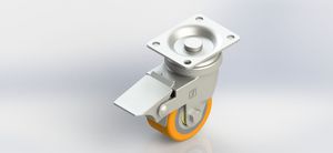 50x28mm Flat Base Aluminum Core PU Swivel Brake Caster