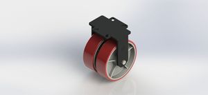 K80102R-01-PCI 10x3 Extra Heavy-Duty Red Cast Iron PU Coated Fixed Wheel