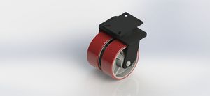 K8082-01-PCI 8x3 Extra Heavy-Duty Red Cast Iron PU Coated Swivel Wheel