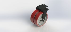 K80122-01-PCI 12x3 Extra Heavy-Duty Red Cast Iron PU Coated Swivel Wheel(1)(1)