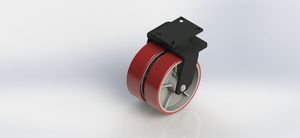 K80102-01-PCI 10x3 Extra Heavy-Duty Red Cast Iron PU Coated Swivel Wheel(2)