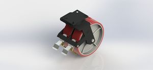 K80122-01-PCI-TTB 12x3 Extra Heavy-Duty Red Cast Iron PU Coated Swivel Brake Wheel